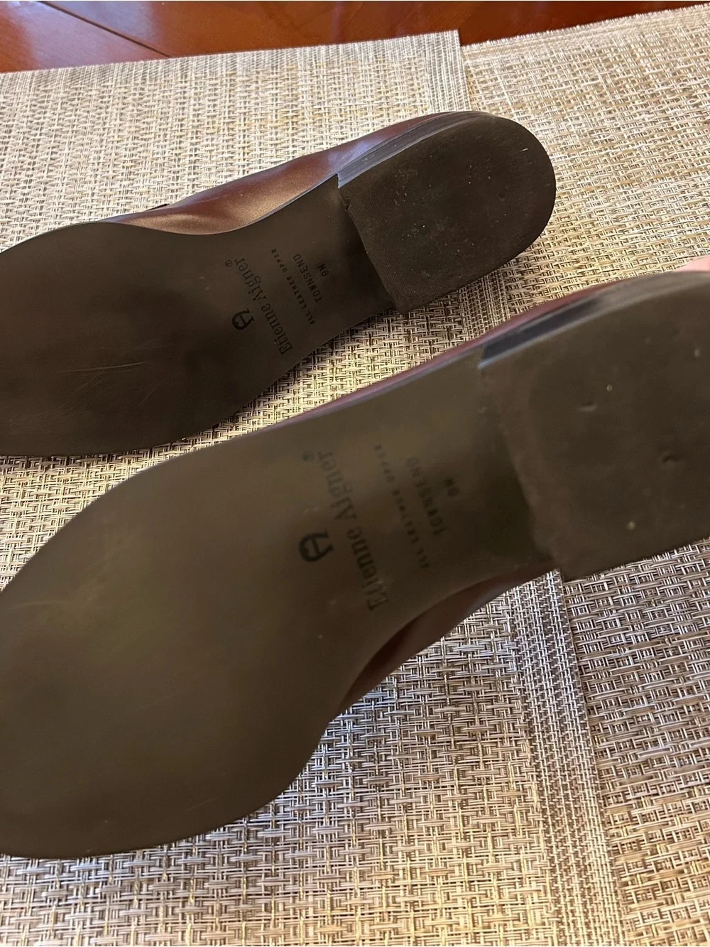 Aigner Slip on Loafers Dark Brown, Size 9M with Low Heel, Leather Uppers